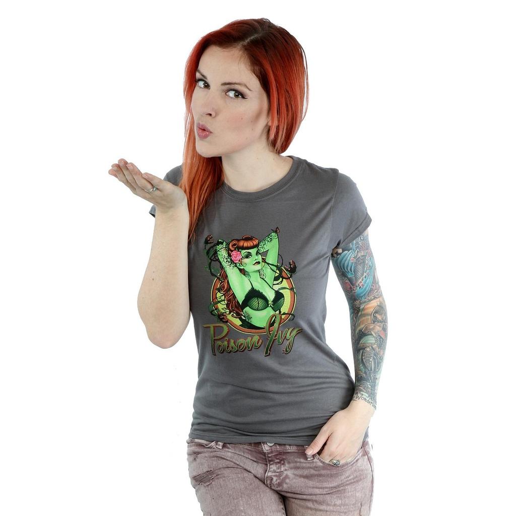 DC Bombshells Damska/Damska Koszulka Heather z Odznaką Poison Ivy