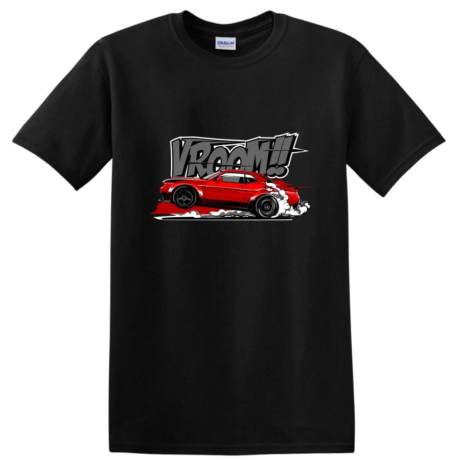 Red Muscle Car Vroom Graphic T Shirt Cool Auto Racing Tee for Car Lovers M