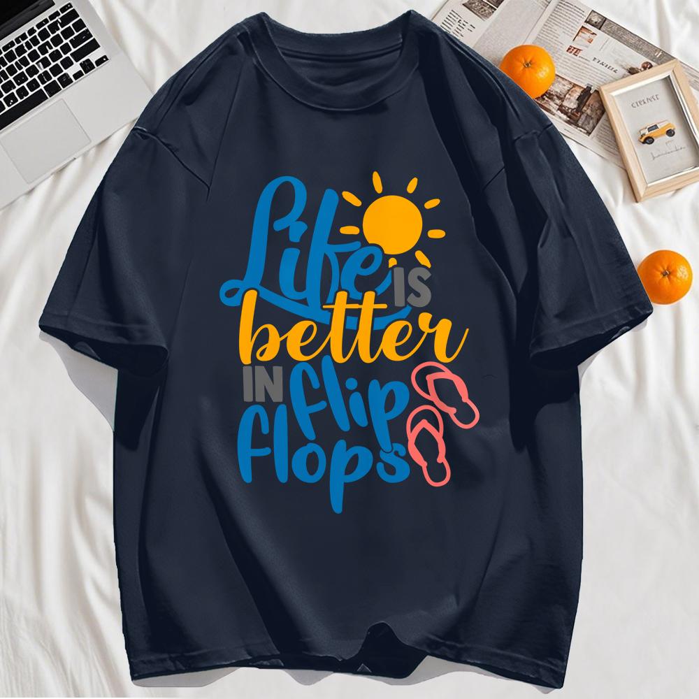 Pick Is Better In Flip Flops Printing Mens Tee Shirt Cotton T-Shirt Casual Loose Sportswear Summer Fashions Soft Clothes