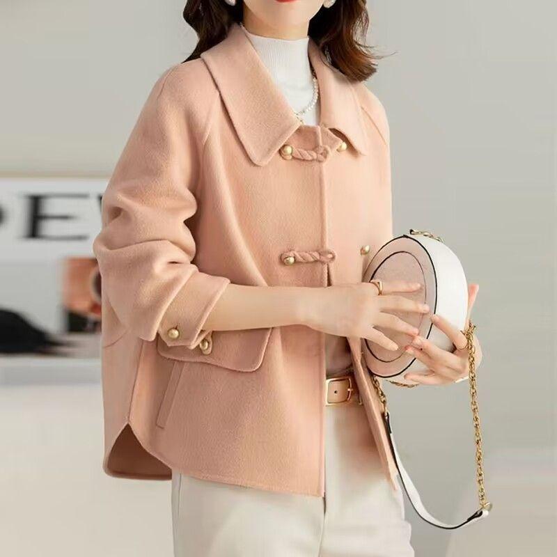 Autumn and Winter Short Double-Sided Plush Woolen Coat Loose Fit Jacket for Petite Women