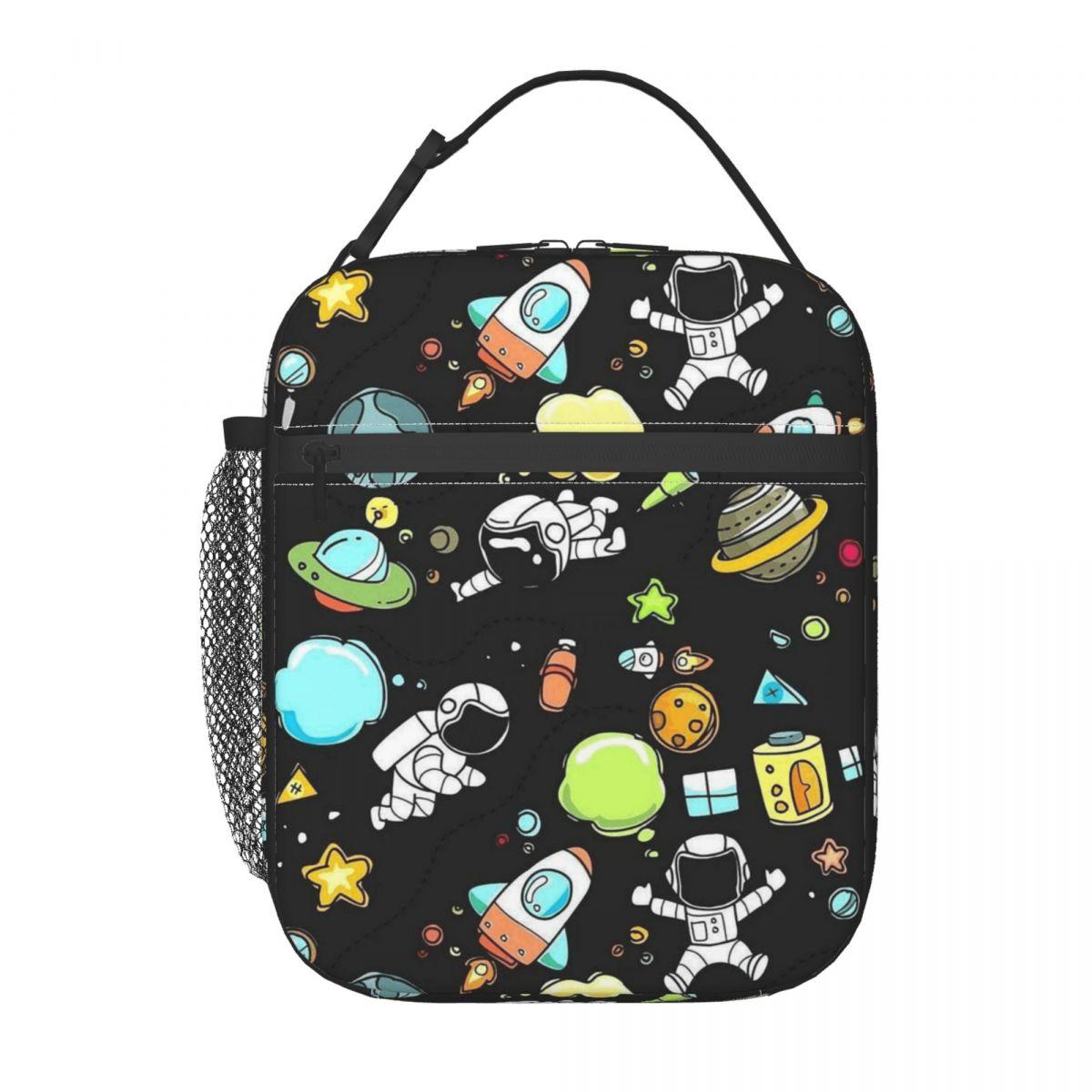 

Astronauts Riding Monster Rocket Insulated Lunch Bag for Kid School Cooler Thermal Food Box Tote Leakproof Lunch Boxes Container One Size