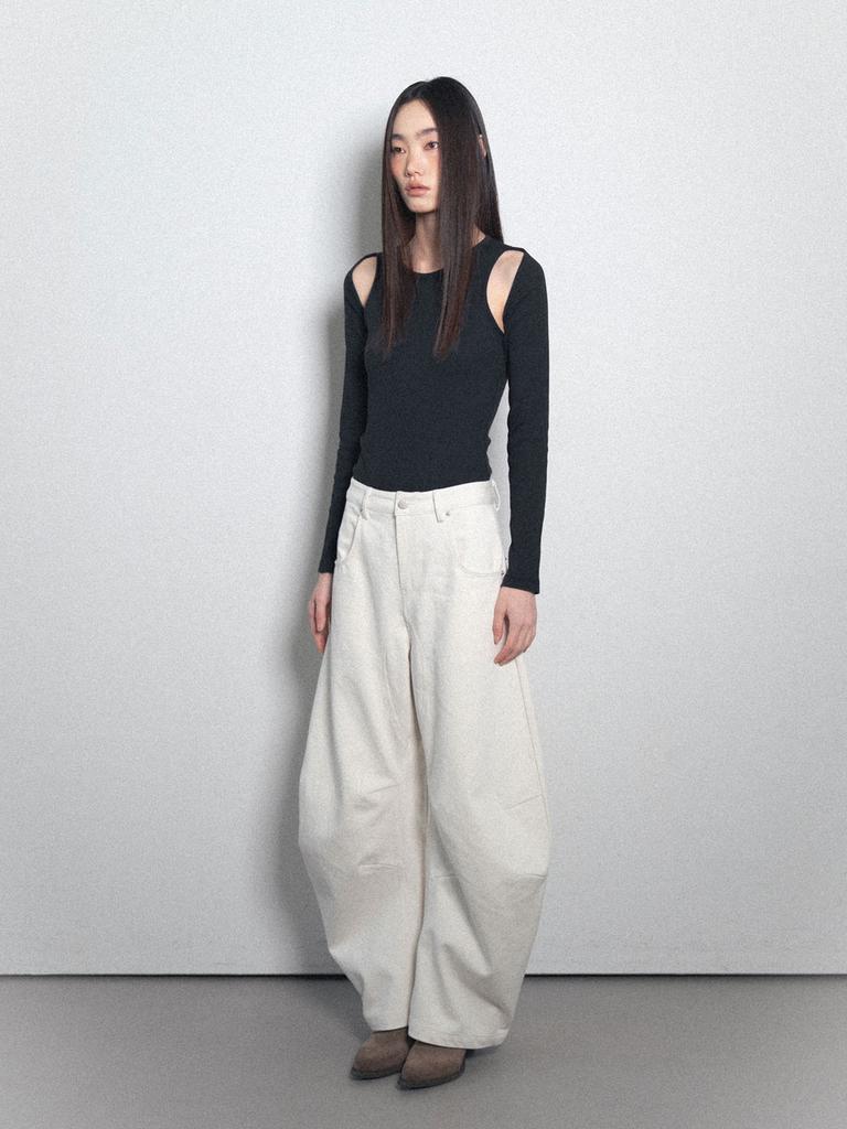 Visus Cotton Curved Pants_Ivory