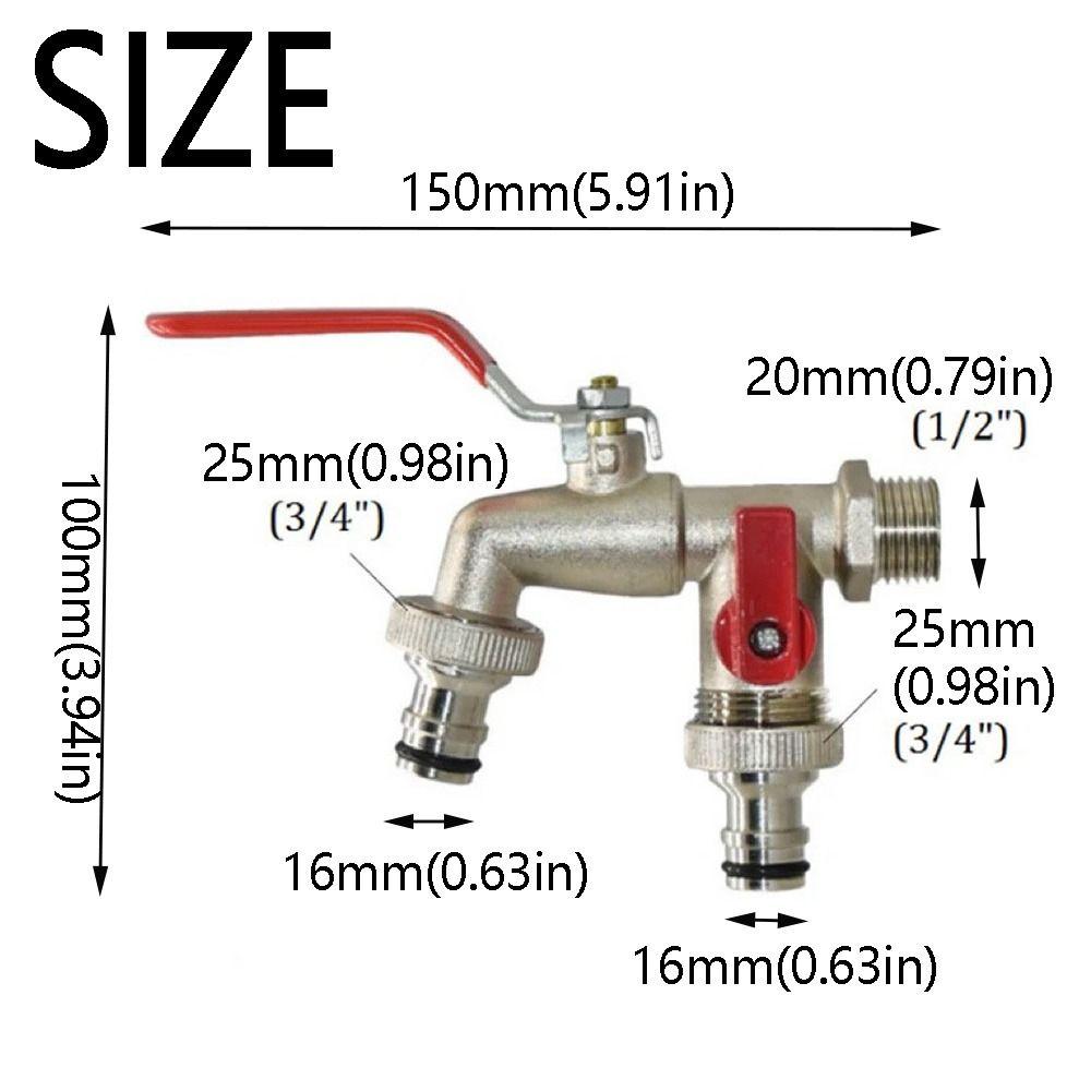 1/2 Inch Inlet Washing Machine Outlet Faucet Zinc Alloy Dual Outlet Dual Outlet Faucet 90 Degree Valve Rust-Proof