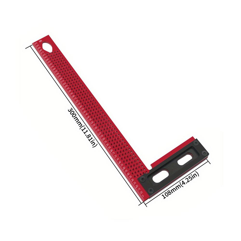 Riglă pentru prelucrarea lemnului, riglă pătrată L, instrument de măsurare, riglă de 90 de grade din aliaj de aluminiu rezistent la rugină