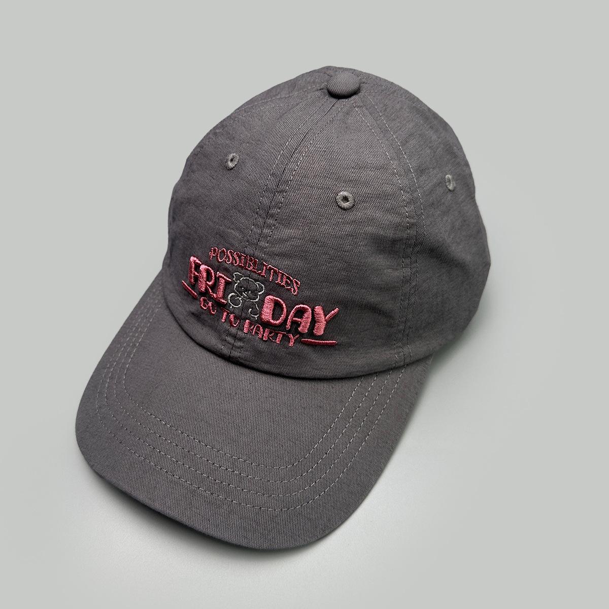Spring And Summer Cute Bear Letter Embroidery Baseball Cap Men S And Women S Sunshade Cartoon Casual Cap 58-61cm серый