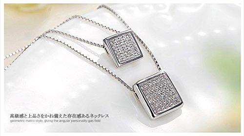 Marque Sugar Cube Collier Double Chaîne Fabriqué en Autriche Diamant CZ Métal Anallergique Prévention de la Décoloration [IUHA]