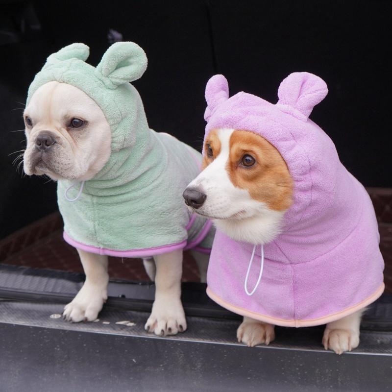 Dog Bathrobe Super Absorbent Pet Towel Bathrobe Bath Towels Quick-Drying Cat Dog Bath Towel Bath Supplies Dog Towel Microfiber