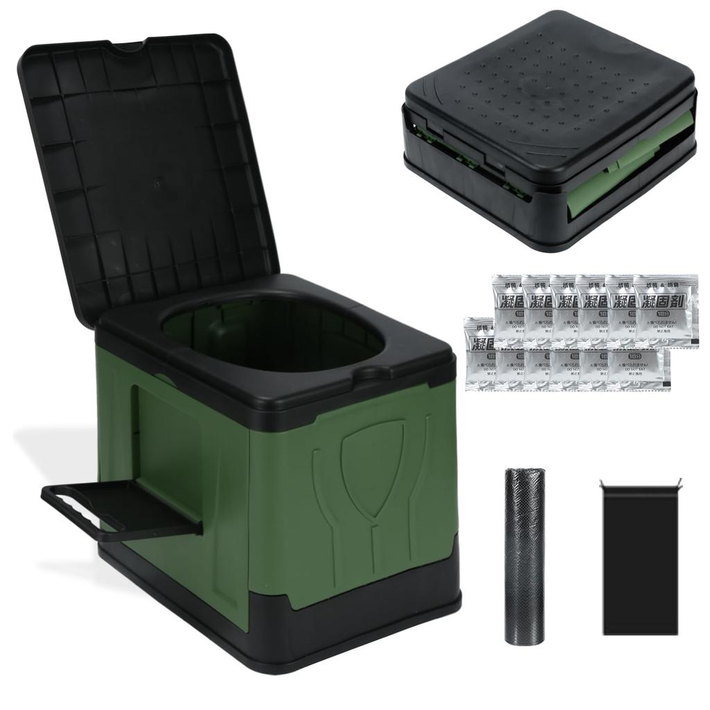 Disaster Preparedness Portable Portable Toilet with a 180kg Weight Includes 12 Coagulants and 12 Stool Foldable for and Outdoor Ideal for Nursing Care