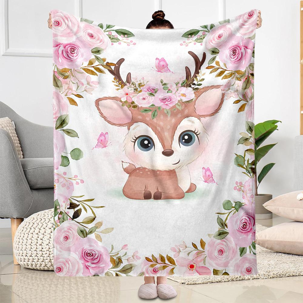 Baby Animals Floral Crown Blankets are suitable for living rooms,making them an ideal choice for outdoor travel and gifts.