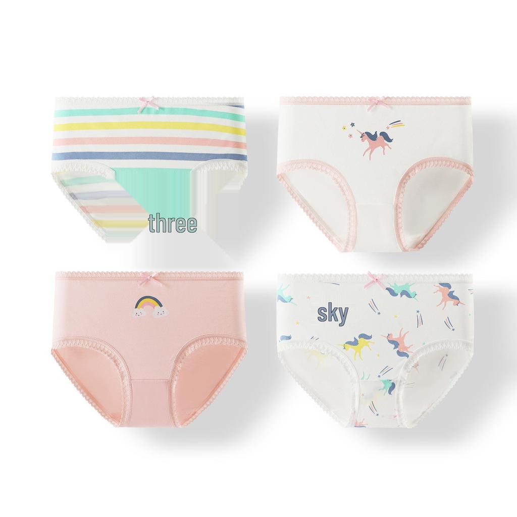 Baby Girls' Cute Cartoon Print Cotton Underpants - Breathable Bow Design for Infants and Toddlers