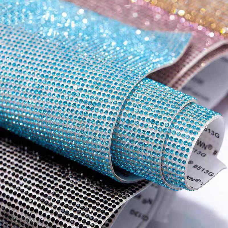 VC  SS6 8 Glass Crystal Eco-Friendly Self-Adhesive Rhinestone Sticker Flat Back Non-Hot Fix Rhinestone Sheet Mesh for