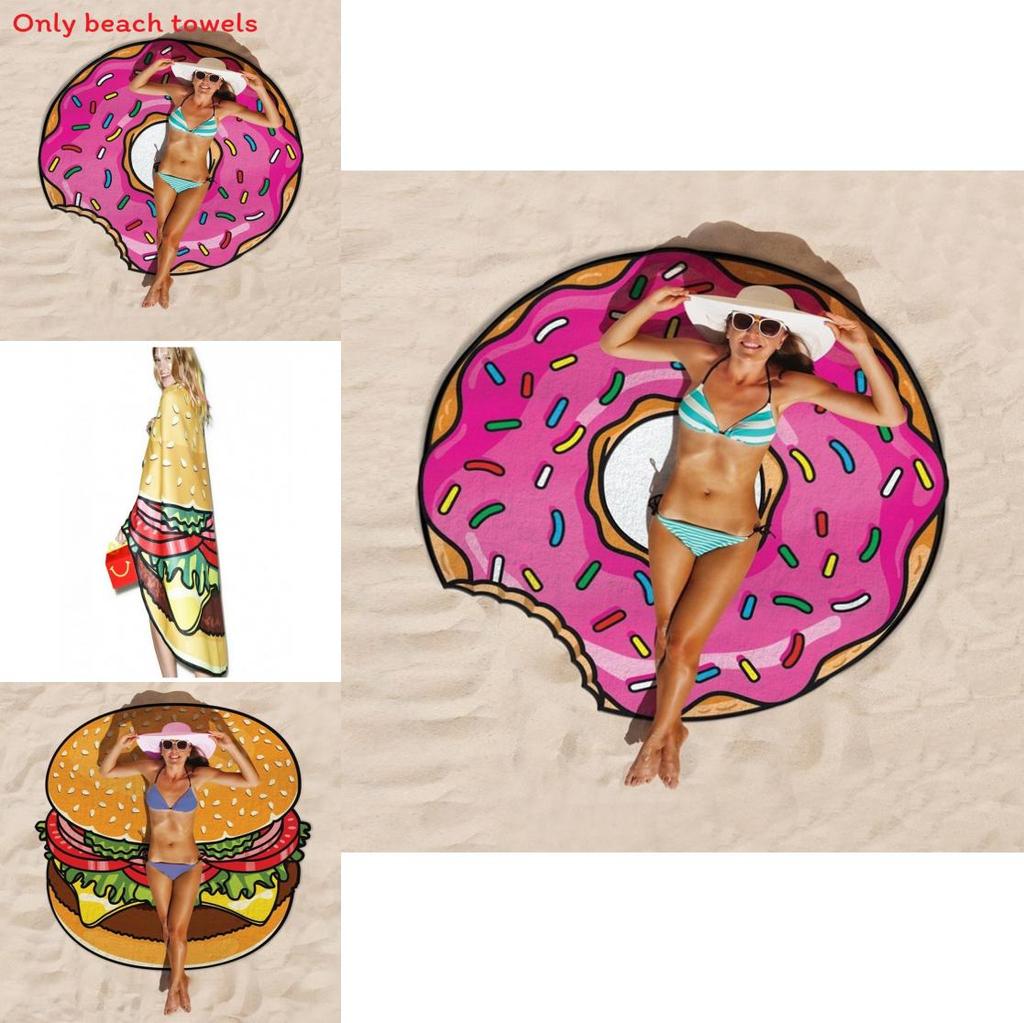 Hamburgers Donuts Pizza Design Beach Towel For Kids And Adults With Polyester Fabric For Pool And Beach Use