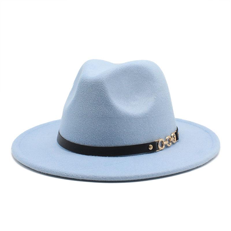 Flat Edge Woolen Top Hat, Belt Buckle, Big-Brimmed Felt Hat, Plain Weave Top Hat