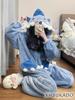 XHSUKADO Cute Shark Kigurumi Pajamas for Men and Women, Funny Tail, Gloves, Hooded, Fluffy, Warm, and Comfortable Loungewear, All-in-One, Blue, Size S