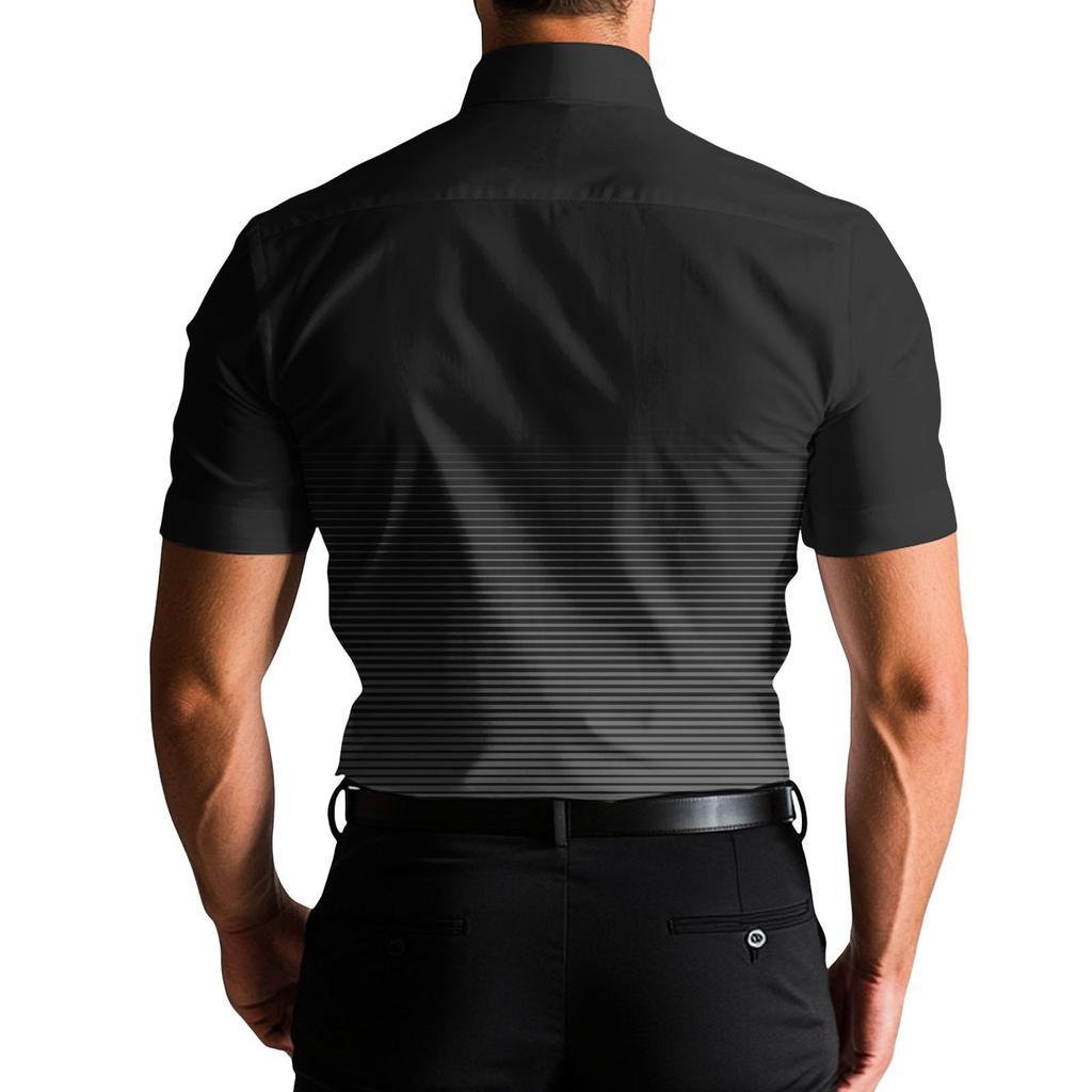 Men's Fashion Printed Satin Short Sleeve Shirt Top