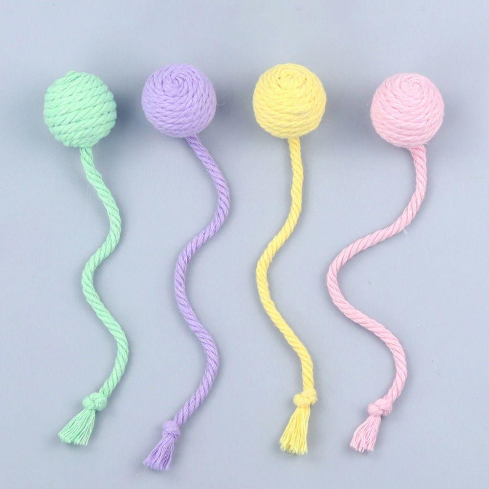 Bite Resistant Cat Cotton Rope Ball Wear Resistant with Rope Cat Interactive Sounding Pet Grinding Knot For Cats Kitten