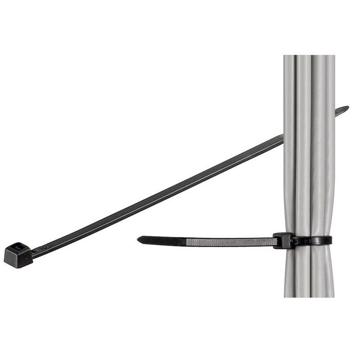 Serre-câble Nylon résistant aux intempéries FIXPOINT - Lot de 100 - 200 x 2,5mm Noir