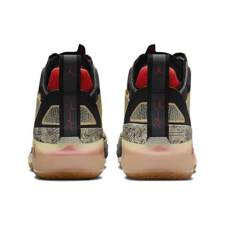 Jayson Tatum X Air Jordan 37 PF Tattoo Unisex Sneakers Tan Pale-Vanilla Black DZ0811-200