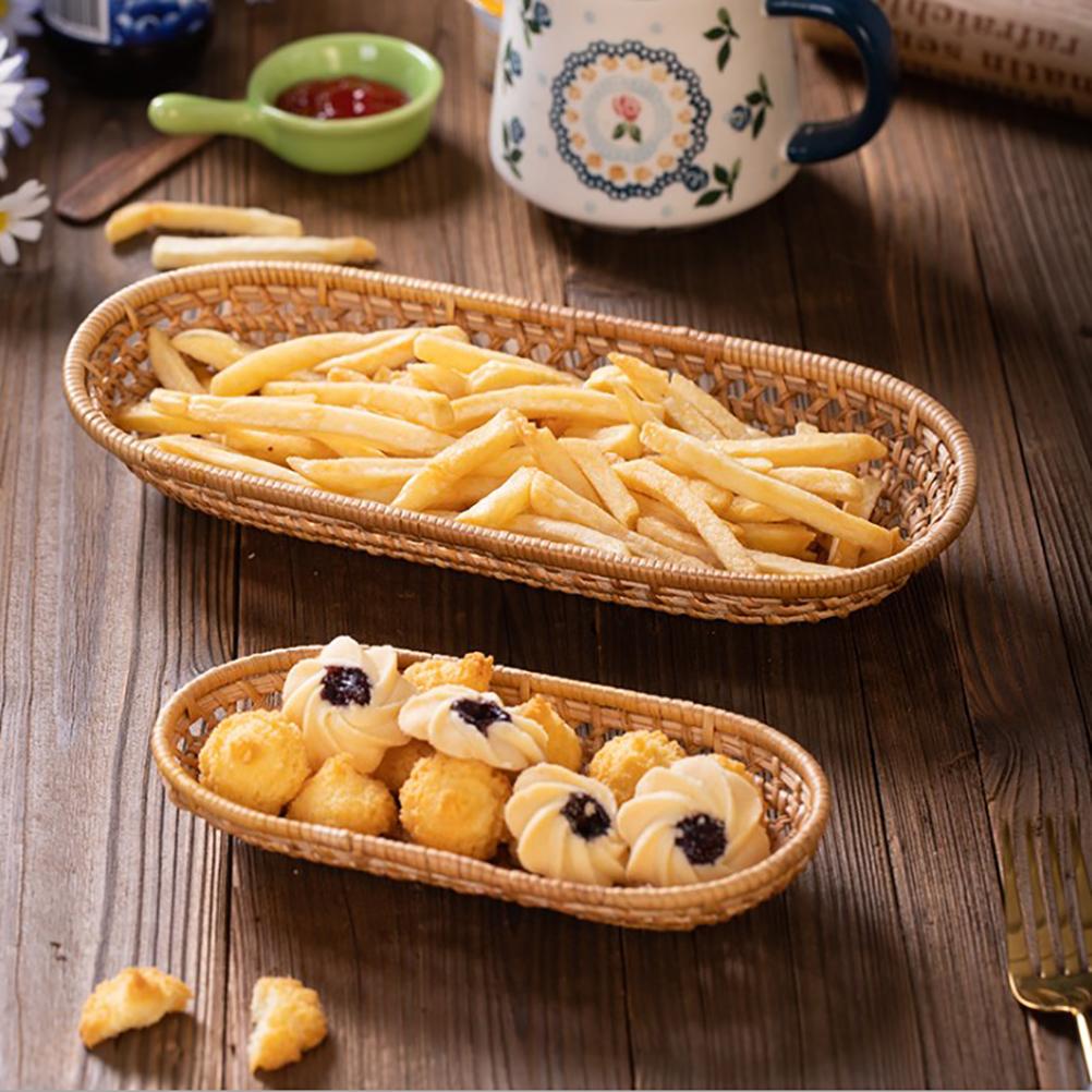 Aufbewahrungsbehälter aus Rattan Handarbeit Obstkorb Snack-Aufbewahrungskorb für Zuhause Outdoor-Picknick