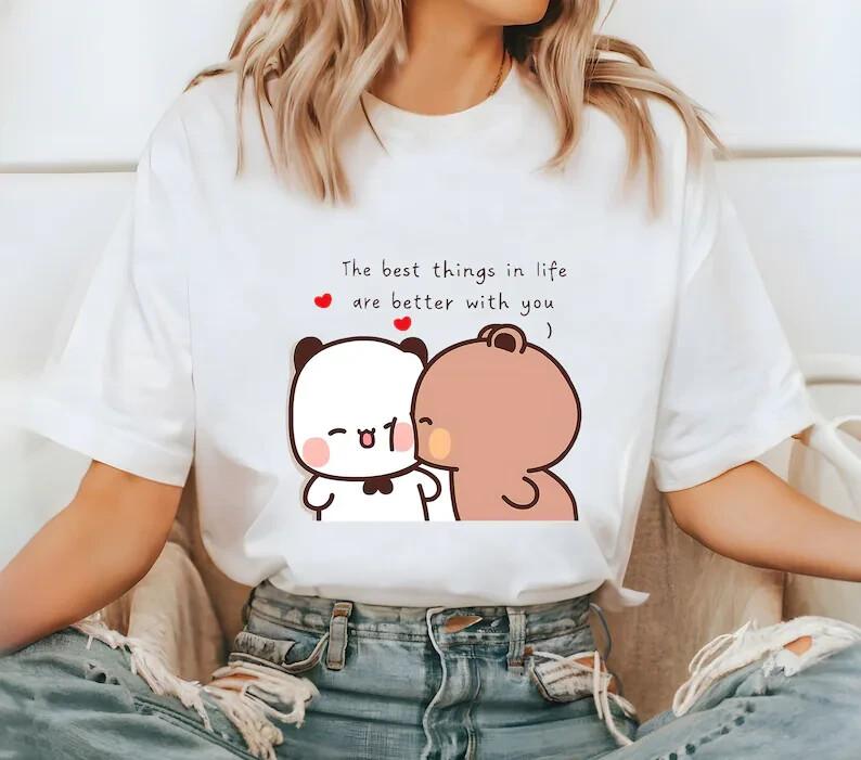 Cute Panda Bear Bubu Dudu T-shirt Couple Love Bubu and Dudu Panda Bears Shirt Lo S