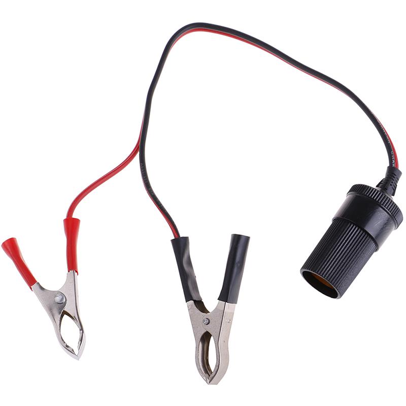 12V Battery Terminal Clip-On Cigar Cigarette Lighter Power Socket Adapter Plug