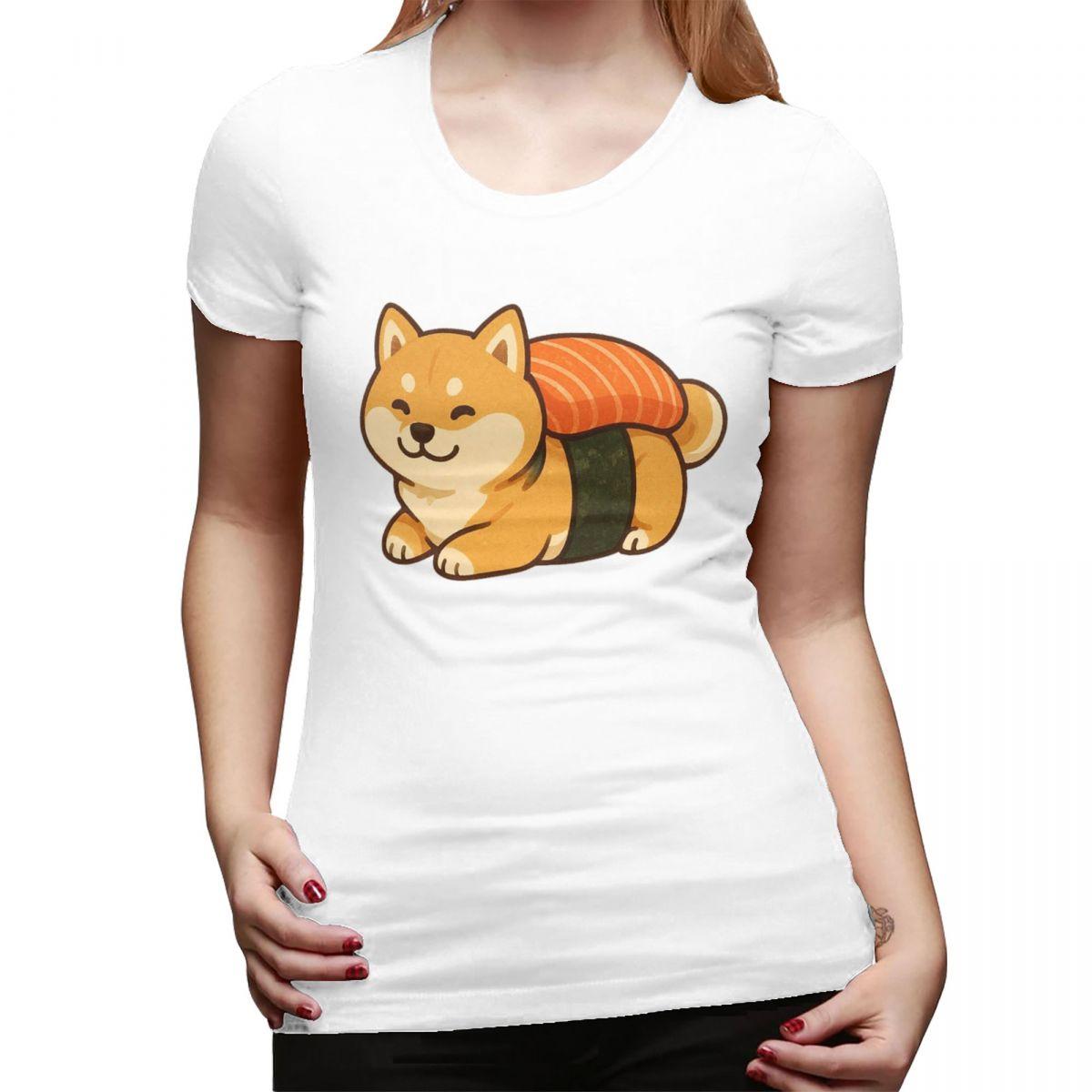 

Sushi Cute Shiba Inu Dog TShirt for Women ONeck Streetwear T Shirts Womens Tees Short Summer Clothes Tops S