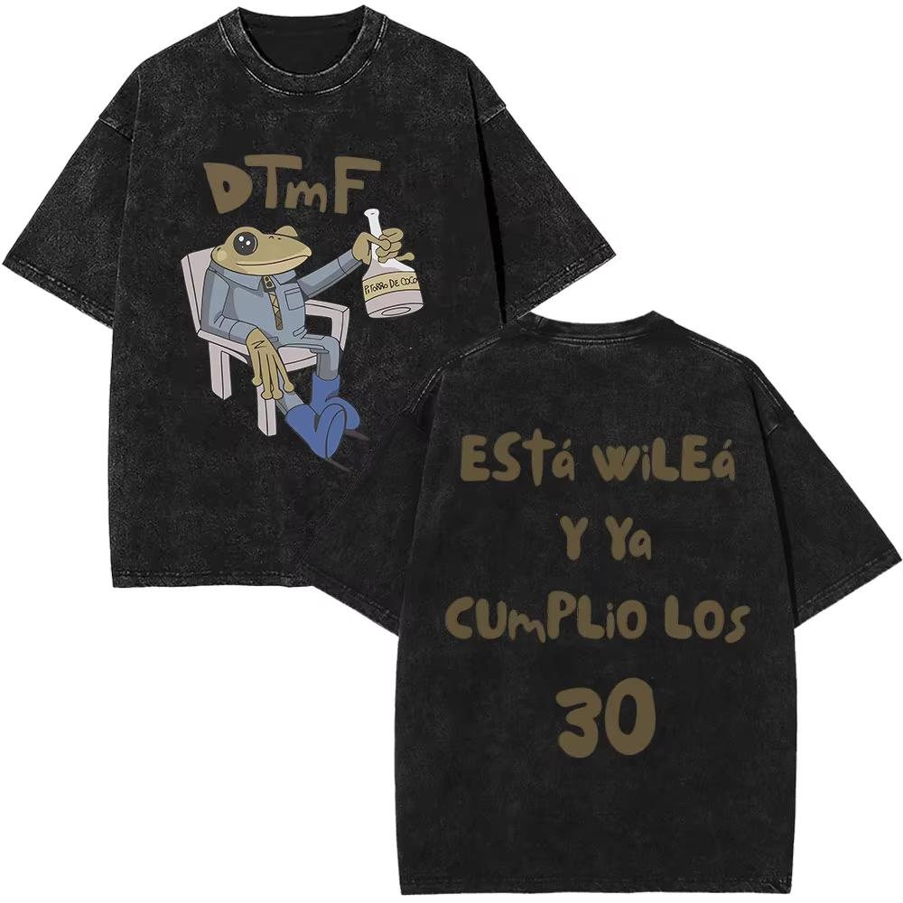 Rapper Bad Bunny Tour Debi Tirar Mas Fotos DTMF Merch Tshirts Men Fashion Summer Hip Hop Vintage Washed Tshirts Streetwear