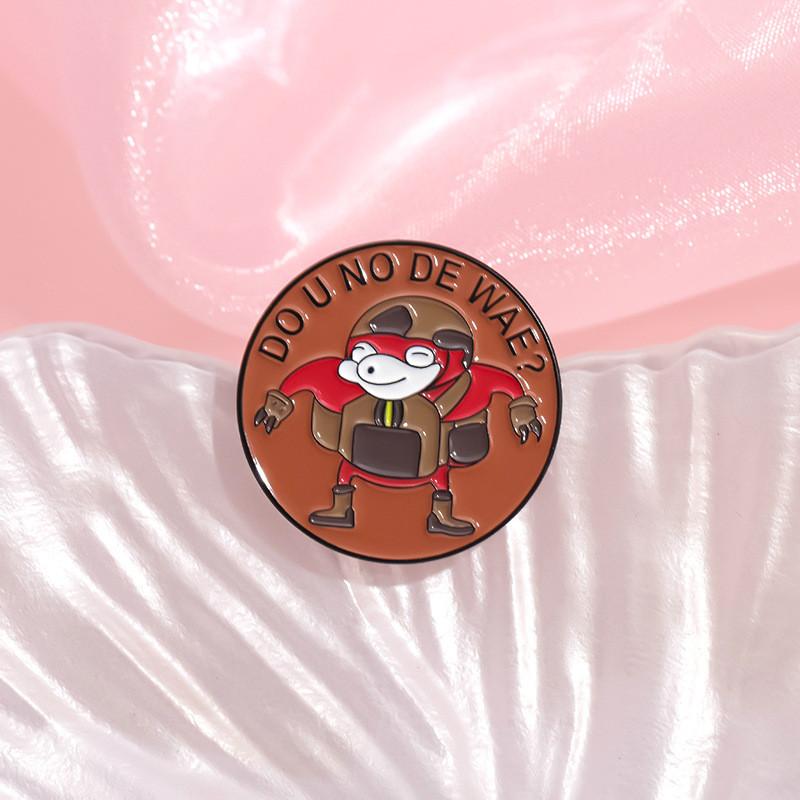 Adorable Cartoon Character Metal Badge Nostalgic Classic Game Geometric Round Brooch