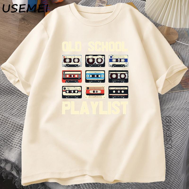 2026 Tape Music Old School Tshirt Playlist Digital Tshirt Short Sleeve Comfortable and loose Unisexs and WOMENs Tshirts