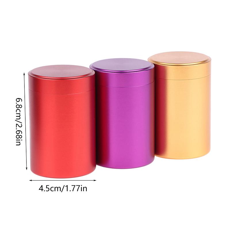Mini Portable Aluminum Alloy Sealed Jar Travel Moisture-Proof Solid Color Nut Candy Food Storage Container Tea Can