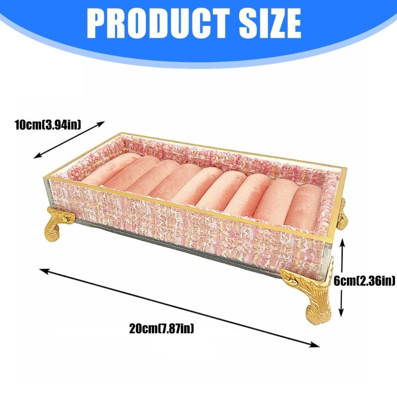 Fabric And Acrylic Jewelry Display Stand For Earrings Rings Buddhas Pendants Decorative Tray Storage Container