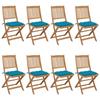 Folding Garden Chairs Set of 8 with Cushions Acacia Wood