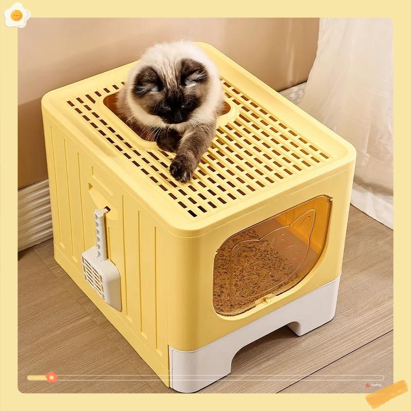 The drawer type cat litter box is fully enclosed and anti-splash cat toilet is opened and the kitten is deodorized.