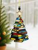 Christmas Tree Shaped Hanging Ornament, Colorful Stacked Books Design with Star Topper, Festive Gift for Book Lovers & Xmas Tree