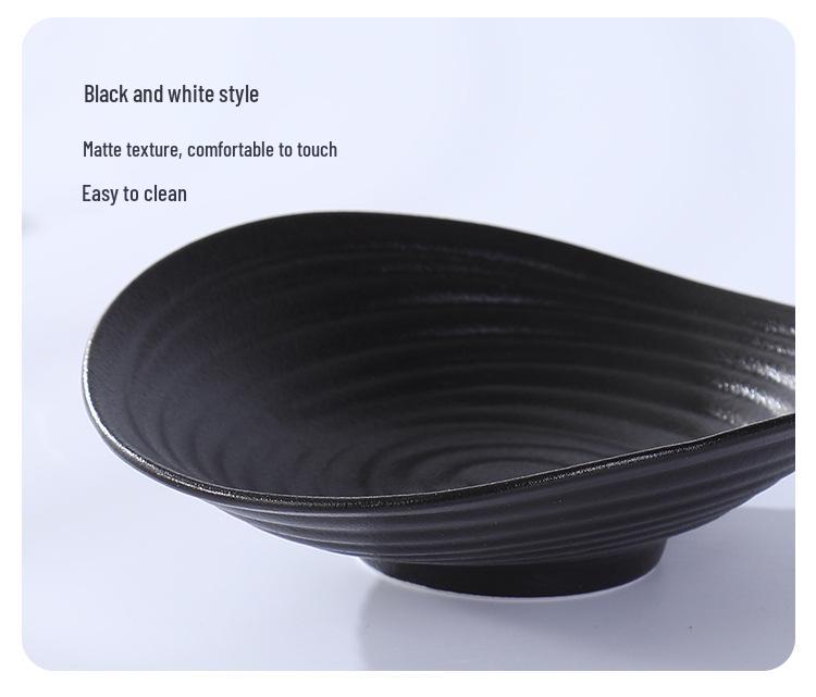 Irregularly Shaped Ceramic Salad Bowl for Restaurants - Deep Plate for French Desserts