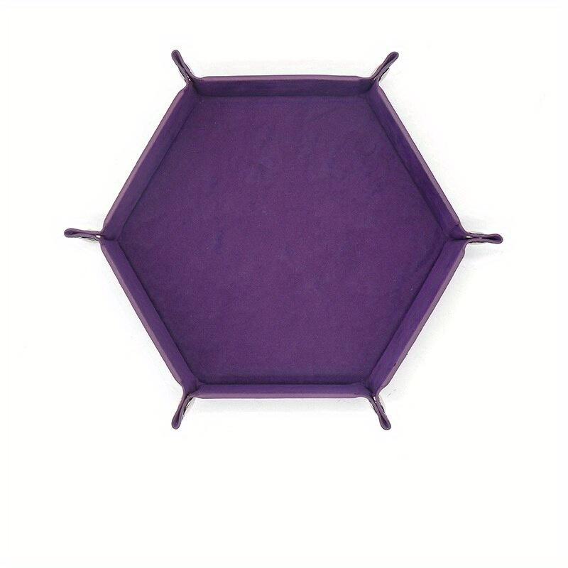 Sechseckiges Würfeltablett aus PU, Aufbewahrungsbox für verschiedene Dinge, Farbbox, Zubehör für Würfeltabletts für Brettspiele, Würfelturm aus Leder