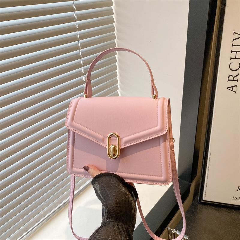 Korean Version of Handbag Women's 2025 New Solid Color Texture Handbag, Foreign Style Commuting Simple Messenger Small Square Bag