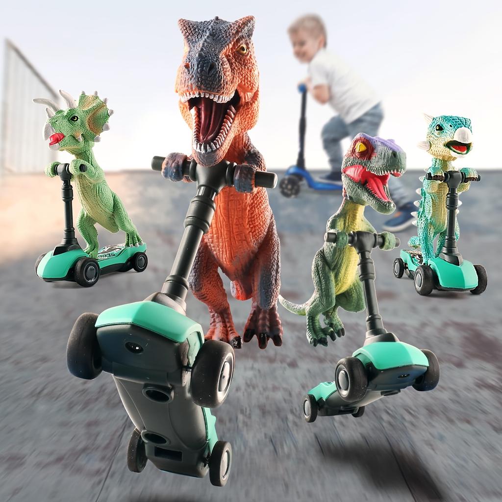 Trottinette à pédales dinosaure jouet mini voiture à rétrofriction vélo à impulsion au doigt jouet pour garçons 3 ans et plus coffret cadeau dinosaure pour enfants cadeau pour fête d'anniversaire d'enfants Noël