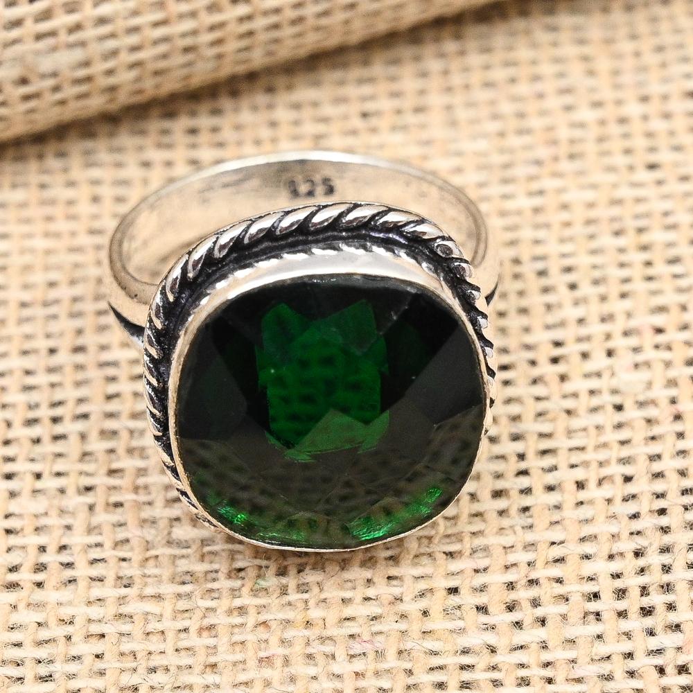 Kromdiopsid Ädelsten Handgjord Solid 925 Sterling Silver Ring Smycke