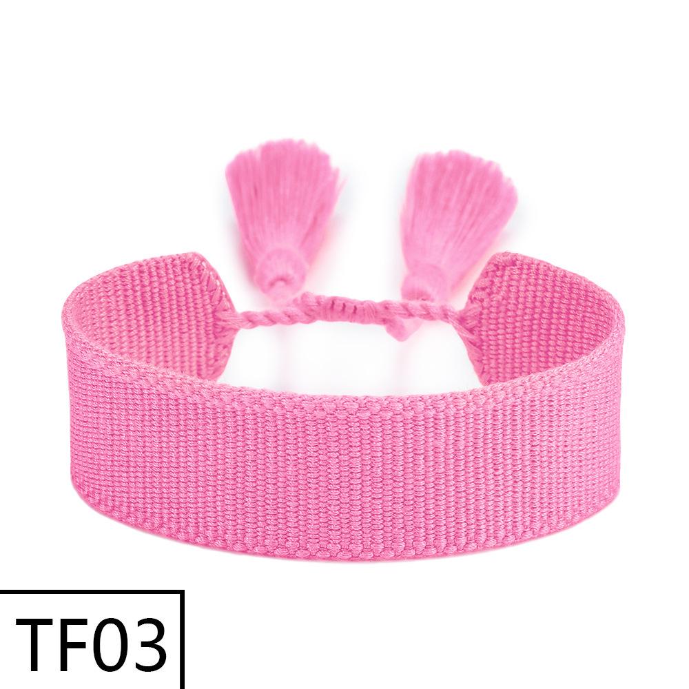 Adjustable European & American Fashion Embroidered Polyester-Cotton Tassel Bracelet with Customizable Logo