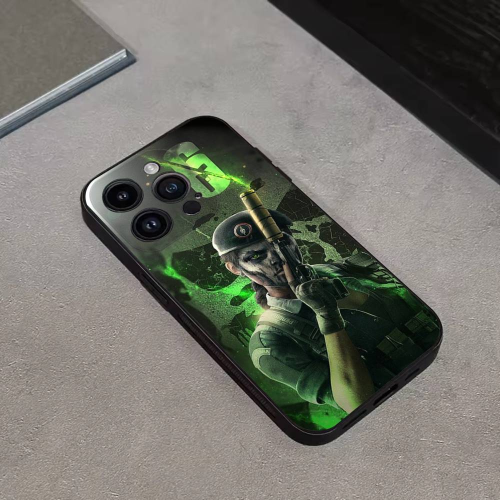 Rainbow S-Six S-Siege Phone Case For iPhone 16,15,14,13,12,11 Plus,Pro Max,XS,X,XR,SE,Mini,8,7,Soft Silicone Black Cover