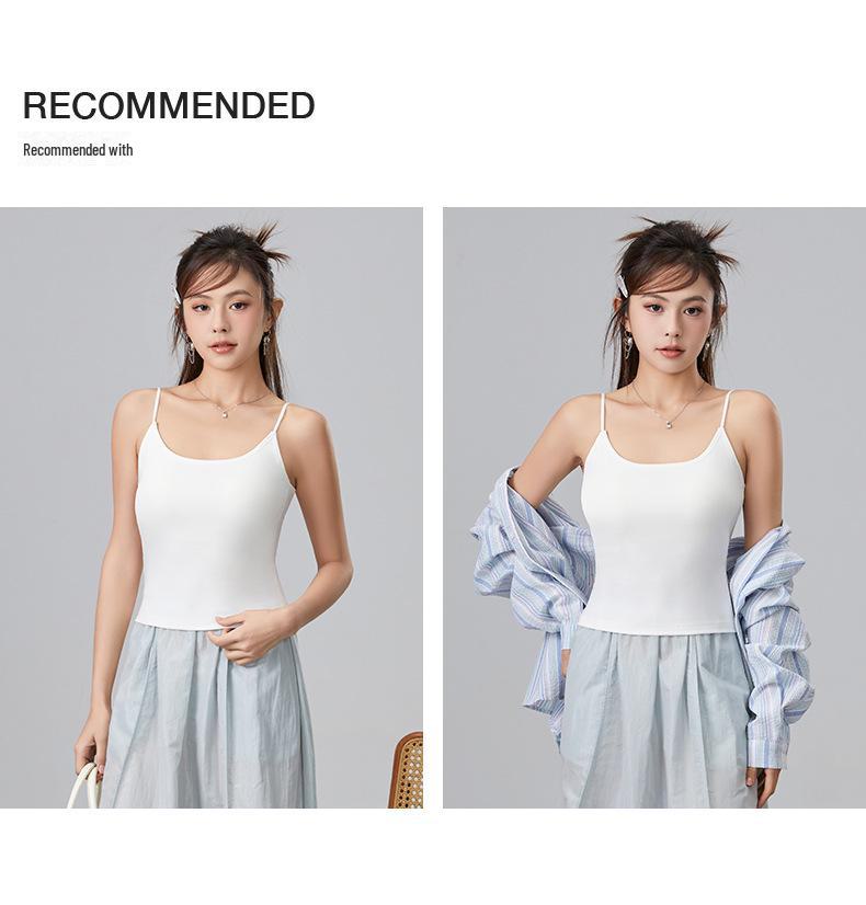 Women's Spring Camisole Vest with Beautiful Back Design, Integrated Bra, and Chest Pads - 2025 Style Slim Top