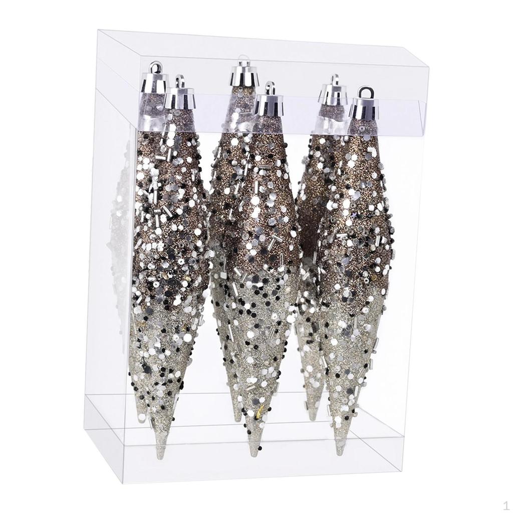 6 Stück Weihnachts-Tropfen Hängeornamente Dekoration Dekorativ Leicht Glitzer