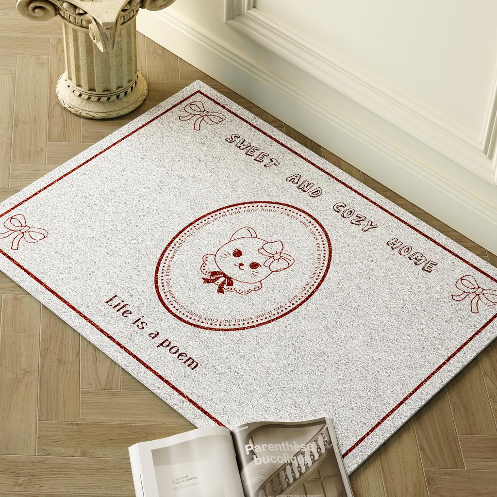Cute Cartoon Door Floor Mat, Porch Scraping Mud Rubbing Soil Dirt-Resistant Silk Ring Foot Mat, Household Door Can Be Cut Floor Mat
