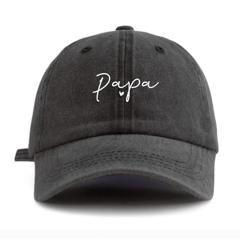 1Pc PAPA Print Washed Baseball Cap,Classic Casual Retro Adjustable Lightweight Sun Protection Versatile Driver Cap for DailyWear