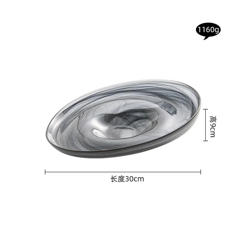 Irregular Glass Tableware Dessert Plate Serving Plate Pasta Dish Snack Dish Sushi Plates Restaurant Molecular Cuisine Tableware