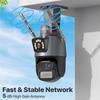ABUO-Outdoor PTZ Camera 9MP 4K HD 8X Hybrid Zoom Triple Lens Dual Screen Wifi IP Camera Alarm CCTV Surveillance EU-Plug Easy To