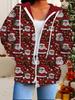 Vánoční 3D tištěný kardigan s kapucí nadměrné velikosti podzim zima retro