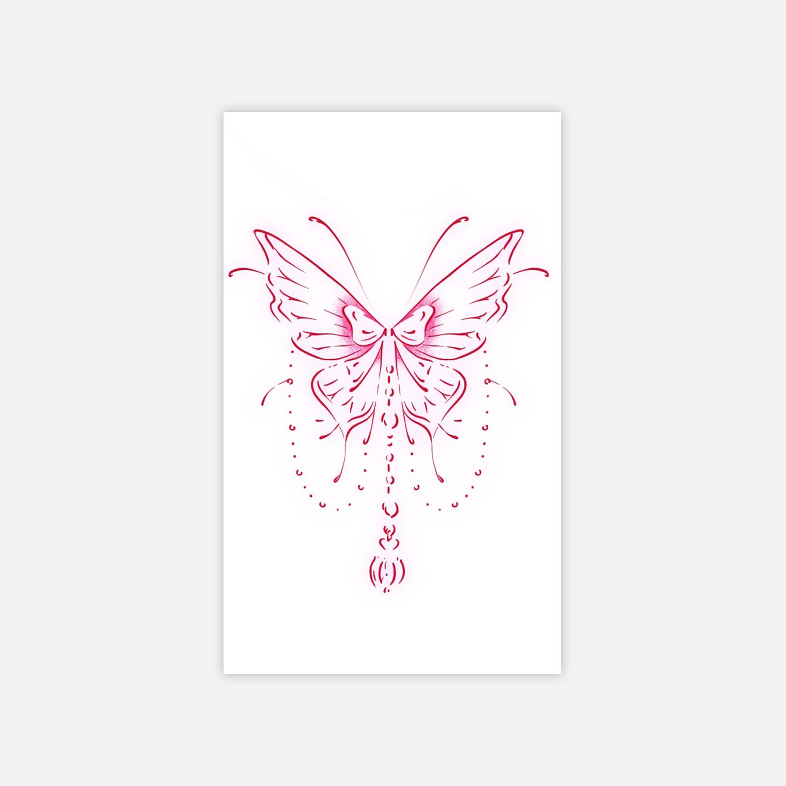 

Red Velvet Butterfly Neck Tattoo Sticker, Waterproof And Long-Lasting, Women S Collarbone Advanced Sense Simulation Tattoo 11*18