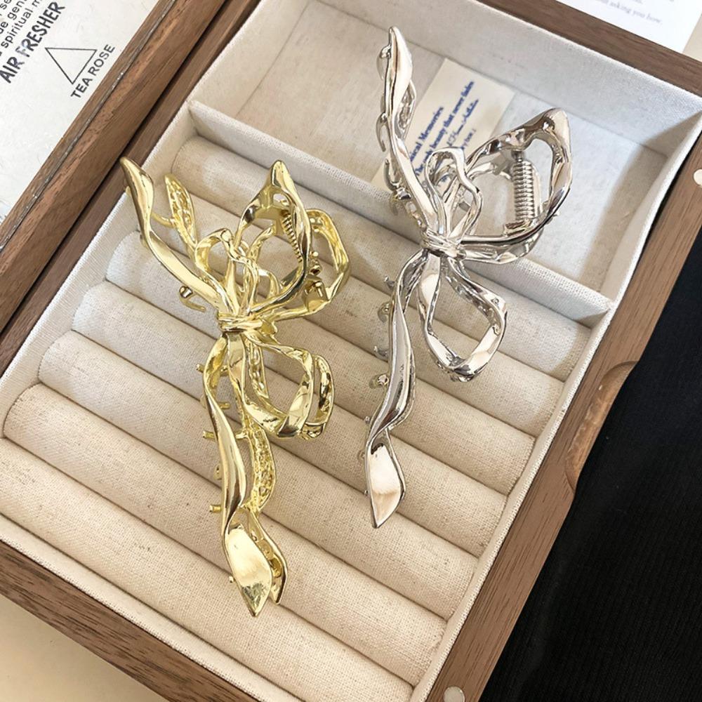 

Необычные шпильки для волос с бантом, коготь, металлический бант, акула, заколка, модная заколка для волос с бантом для девочек серебряный